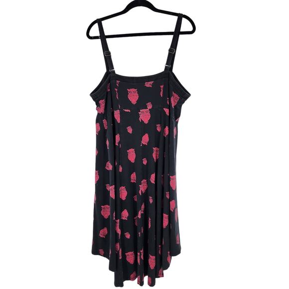 Tripp NYC Plus Size High Low Red and Black Owl Print Sleeveless Dress Size 2X - Picture 6 of 8